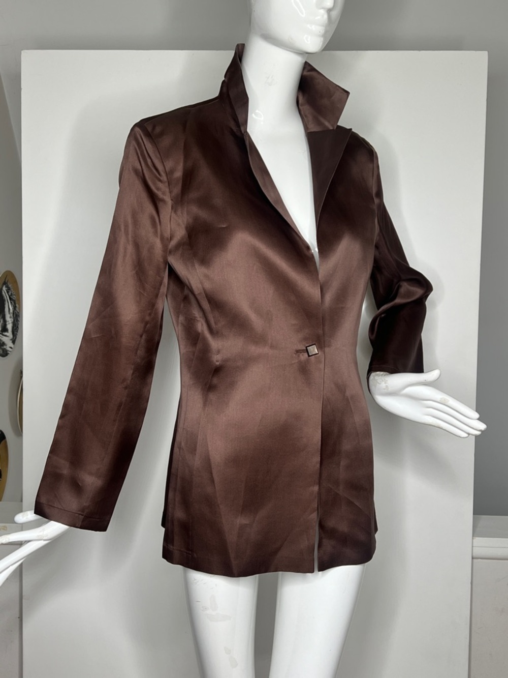 Gianfranco Ferre Studio Sz 44/8 Silk Crepe Semi Structured One Button Blazer